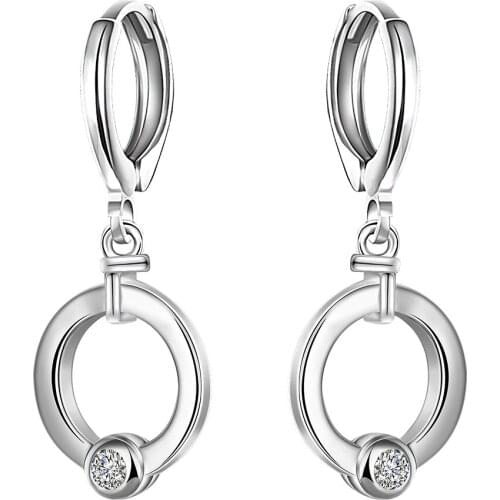 Best-selling classic style 925 sterling silver jewelry simple and elegant ladies round CZ earrings temperament accessories