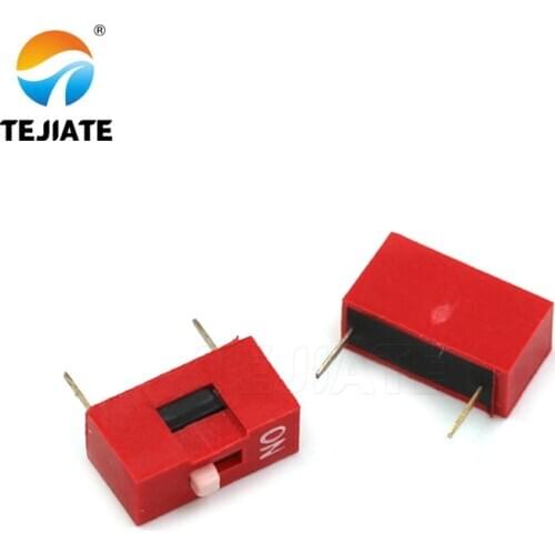 10PCS Toggle Switch Direct Insertion Flat Pulling DIP Snap 2.54MM 1/2/3/4/5/6/7/8/9/10/12P Red Dial ON / OFF