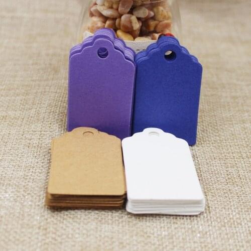 100Pcs 5*3cm DIY Kraft /white/purple/blue Paper blank Tags Scallop Head Label Luggage Wedding Note Blank price tag