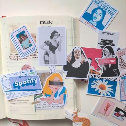 16pcs / bag steam wave virtual space series stickers DIY scrapbooking album mobile phone computer gift seal decoration stickers