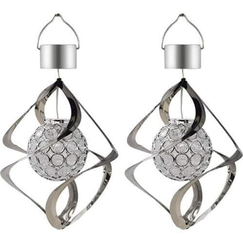 TOP 2 Pcs Solar Power Wind Chime Color Changing Hanging Light Decor Hanging Spiral Garden Spinner Light for Outdoor Garden