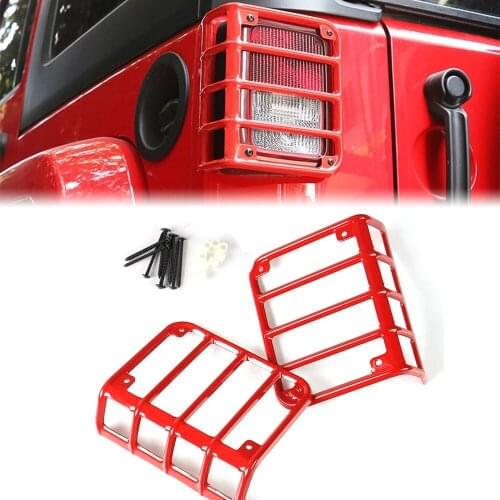 2Pcs Tail Light Guard Mounting Bracket Cover Aluminum Housing Black For Jeep Wrangler JK Unlimited JK 2007-2018