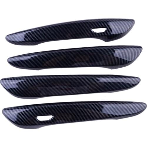 4pcs/Set Black Car Door Handle Overlay Cover Trim Carbon Fiber Style ABS Plastic Fit for Mazda 3 Sedan 2021 2020 2019