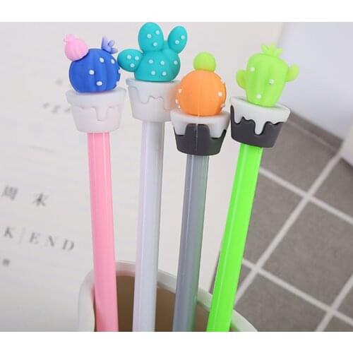 4pc Kawaii Succulent Cactus Gel Pen Cartoon Student Pen Creative Stationery Office School Supplies Water-based Signature Pen