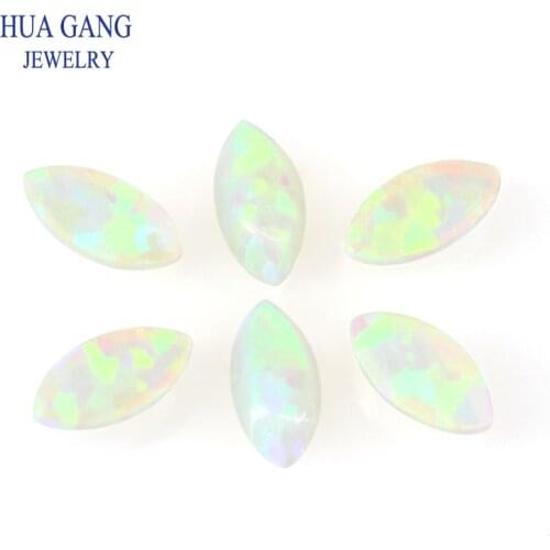 #52 Opal Loose Stones Marquise Shape Cabochon Flat Back Created Opal Beads Semi-Precious Stones For Jewelry Making