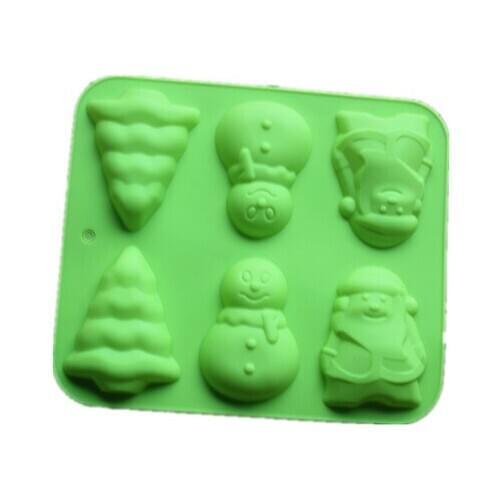 6 cavity Santa Claus xmas tree snow man shape Silicone Fondant cake mold baking wear kitchen diy tools