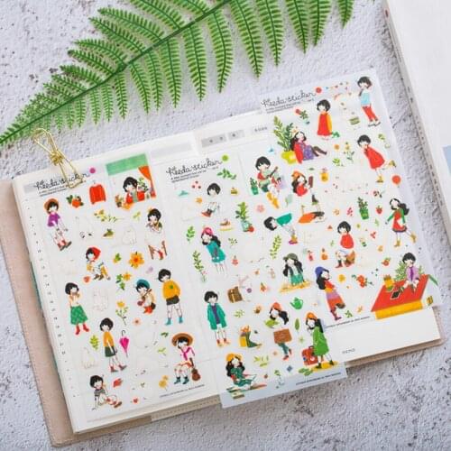 6pcs/lot Funny Korea Sweet Girl Series PVC Sticker Set Creative Decoration Label Phone decoration Aticker