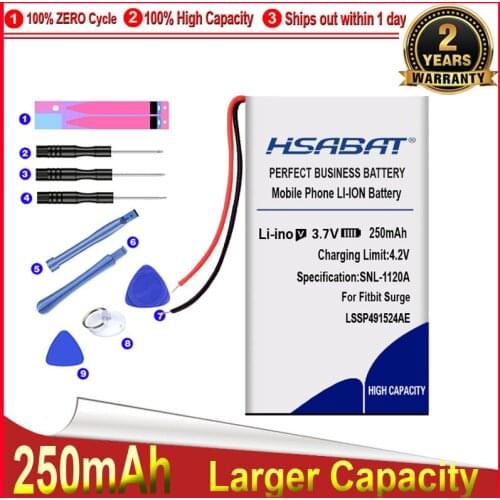 HSABAT 0 Cycle 250mAh LSSP491524AE Battery for Fitbit Surge Smart Watch High Quality Replacement Accumulator