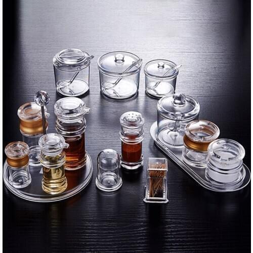 Acrylic Spice Jar Seasoning Box Salt Pepper Box Sauce Vinegar Olive Oil Bottle Seasoning Jar Spice Container Kitchen Tools