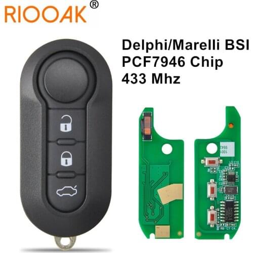 Car Remote Key For Fiat 500 Doblo Qubo Grande Punto 2006-2013 Delphi BSI System 433.92ASK PCF7946 Replace Smart Key