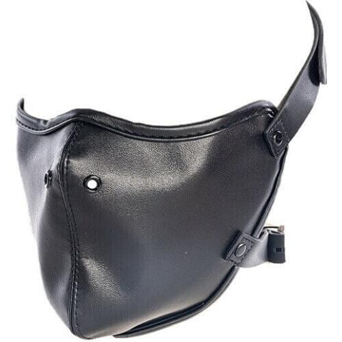 PU Leather Head Bondage Face Panel Ball Gag Foreplay Roleplay Toy Props Fetish Sex Restraint Adult SM Products