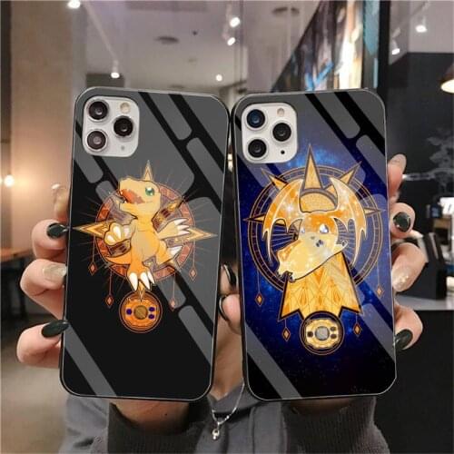 Anime Digimon Japan Phone Case Tempered Glass For iPhone 12 Pro Max Mini 11 Pro XR XS MAX 8 X 7 6S 6 Plus SE 2020 Cover