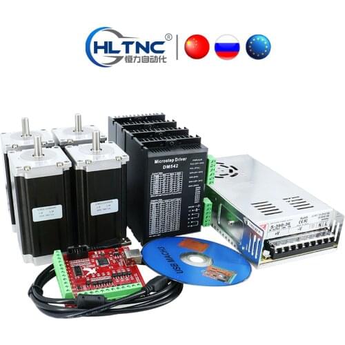 CN Ru EU CNC Router 4 Axis kit 4pcs TB6600/DM542 Stepper motor driver+ NEMA 23 425 Oz +350W power supply