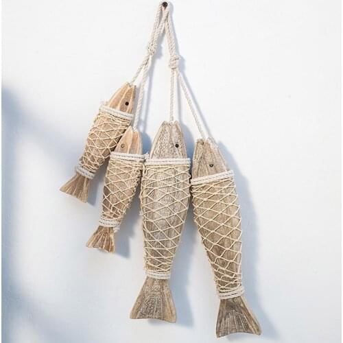 Wooden Fish Wall Hanging Home Decoration DIY Room Decor Handmade Retro Decorative Living Bedroom Backdrop Fish Sea Pendant