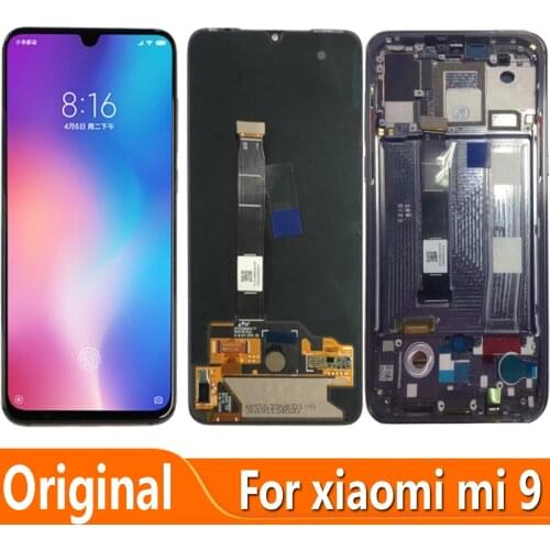 Original 6.39'' AMOLED LCD With Frame For XIAOMI Mi 9 Mi9 M1902F1G Display Touch Screen Digitizer Assembly Repair Parts