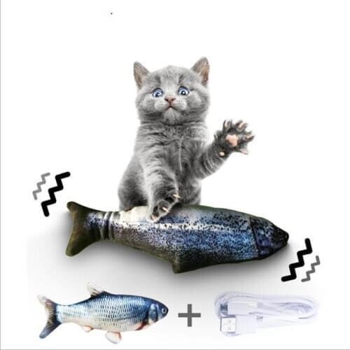 Electronic Pet Cat Toy 30CM Electric USB Charging Simulation Fish Toy for Cat Chewing Playing Cat Toys Interactive