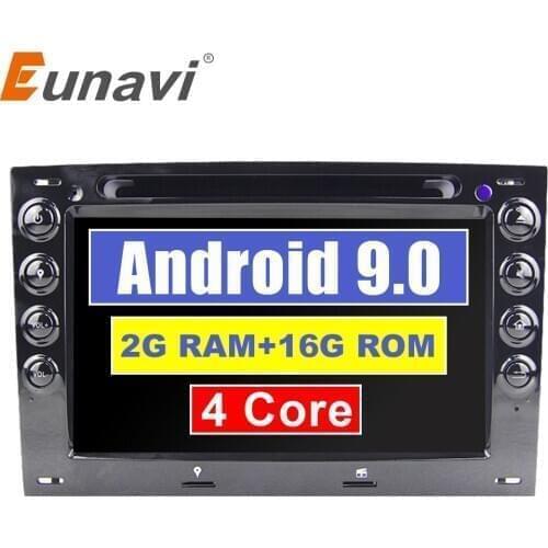 Eunavi Quad Core 7'' 2 Din Android 9.0 Car DVD Player For Renault Megane 2 ii 2006 2007 2008 2009 GPS Navi Radio RDS 1024*600
