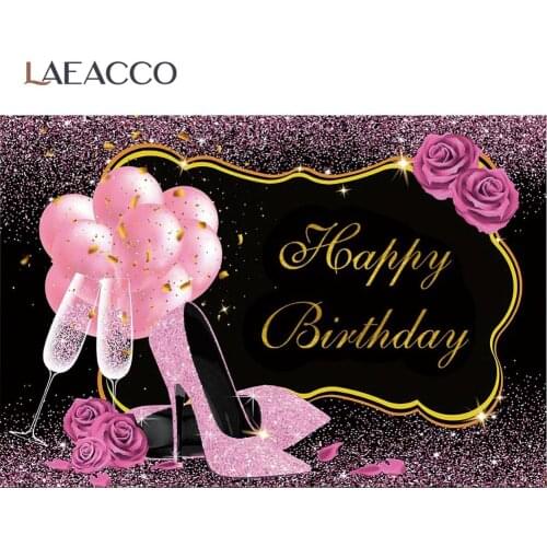 Photo Backgrounds Pink Gold Red Rose Happy Fabulous Womens Birthday Party Ribbon Family Shoot Photocall Photo Backdrops