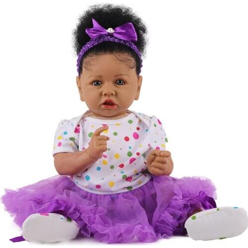 Reborn Baby Doll 58cm Realistic Saskia Soft Cloth Body Doll Hand Detailed Paiting Doll African American Baby Drop Shipping