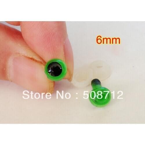 Free shipping!!!!DIY felt toy ------200pcs 6mm Green Plastic Safety Eyes With Safety back /Green pupil toy eyes