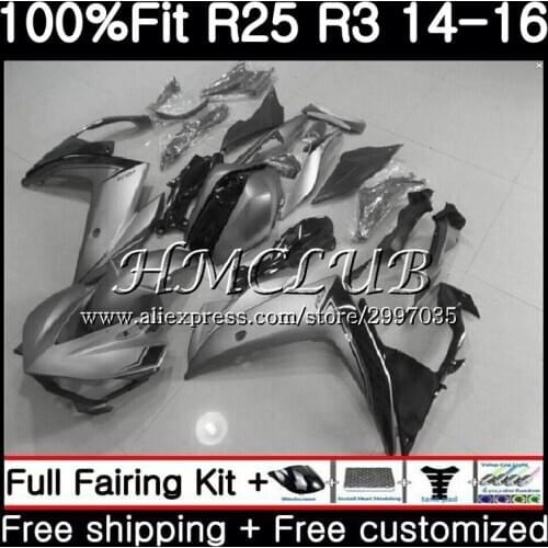 Injection For YAMAHA YZF-R3 YZFR25 2014 2015 2016 2017 10HC11 YZF-R25 Matte grey YZF R3 R25 R 25 YZFR3 14 15 16 17 Fairing kit