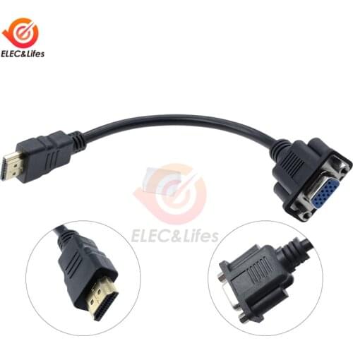 HDMI Male to VGA D-SUB15 Female HD Converter Adapter Cable Audio Converter 10.2GB/S HDMI Male To VGA 15 Pin For PC Laptop TV Box