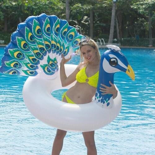 Swim Ring Lovely Pressure-proof PVC Inflated Peacock Swimming Ring for Women Inflated Peacock Swimming Ring for Women Swim Ring
