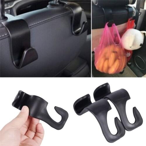 2PCS Black Universal Car Back Seat Headrest Hanger Storage Hooks Bag Handbag