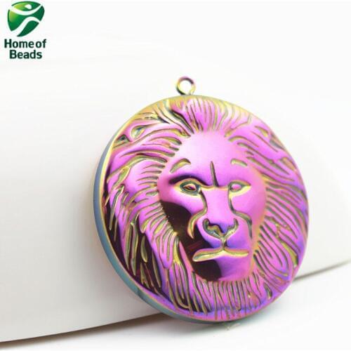 Hot sale fashion hematite rainbow Lion pendant accessories diy accessories HP1131