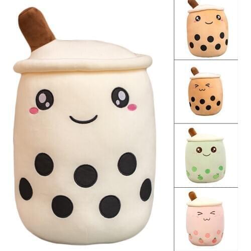 24CM Cute Milk Tea Cup Pillow Plush Toy Doll Cushion Simulation Fruit Bubble Tea Cup Shaped Stuffed Toys with Suction Tubes