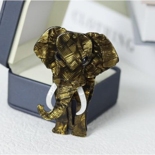 Fashion Elephant Brooches For Women Men Big Resin Acetate Celluloid Acrylic Animal Handmade Brooches And Pins Jewelry Gifts