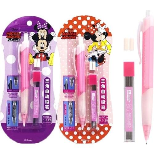 Disney Mickey Minnie mechanical pencil set with refill office writing mechanical pencil student writing painting pen cute gift