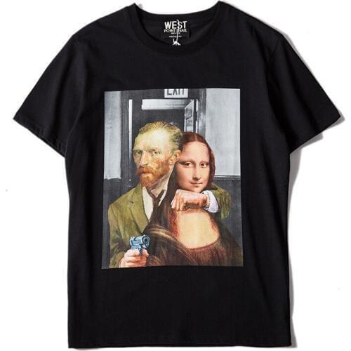 New Novelty Punk 19 unisex Gunner Mona Lisa T Shirts T-Shirt Hip Hop Skateboard Street Cotton T-Shirts Tee Top kenye #F60