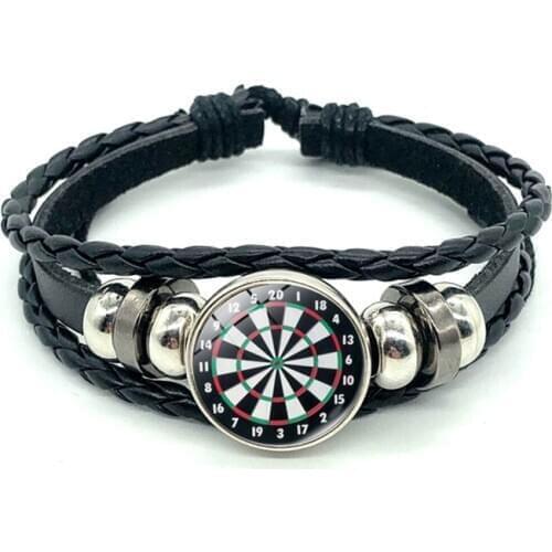 New Darts Target Leather Bracelet Digital Target Pattern Dome Crystal Bracelet High Quality Gift