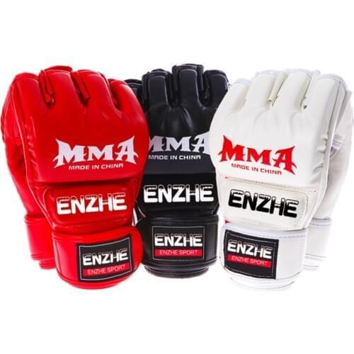 Half Finger Boxing Gloves MMA Muay Thai Training Glove MMA Boxer Fight kickBoxing sports Equipment PU Leather hand protectors