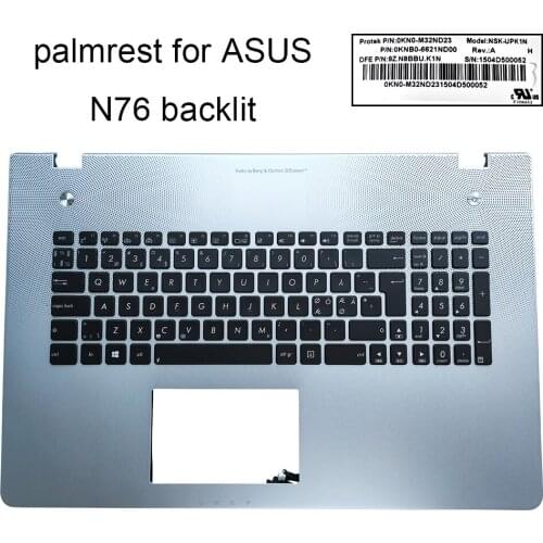 Norway laptop keyboard backlight for Asus N76 N76V N76VB N76VJ N76VM N76VZ NE Nordic keyboards silver Upper case 13GNAL1AM092-1
