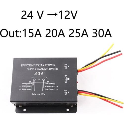 DC Voltage Reducer 24V Step Down to 12V 15 A 20 A 25A 30A Audio Navigation Reduce Device for Trucks Buses 24 V Converter to 12 V