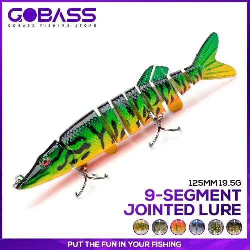 GOBASS Sinking Multi Jointed Wobbler Fishing Lure 125mm Lifelike Artificial Bait For Pike Fishing Tackle 9-Segment Swimbait Lure