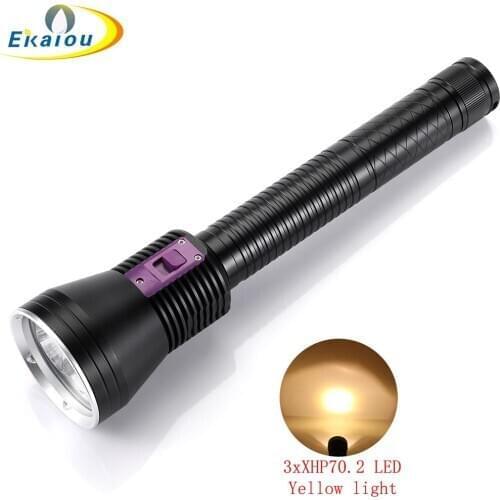 3x XHP70.2 High Power profession LED Scuba Diving Flashlight Waterproof Underwater 200 M Diver Yellow/White light /Tactics Torch