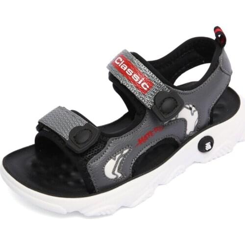 Soft Bottom Boys Sandals Fashion Children Beach Shoes Genuine Leather Kids Comfortable Sports Casual Size 26-37