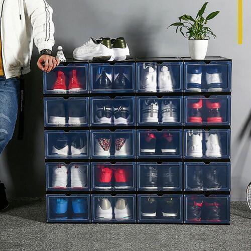 Stackable Shoes Box Thickened Transparent Lid Sneakers Drawer Case Plastic Shoe Boxes Storage Box Container Organizer Shoe Rack