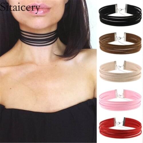 Sitaicery 2020 New Multi-layer Custom Necklace Punk Ladies Retro Charm Choker Necklace necklaces Party Jewelry Women Accessories