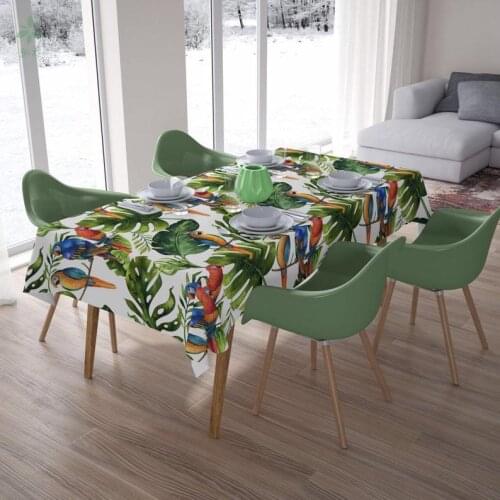 Palm Leaf With Parrots Tablecloth Tropical Rectangle Party Table Cover
