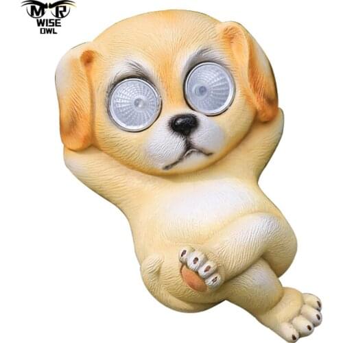 Resin Wing Dog Statue Solar Landscape Light Animal Figurines Porch Balcony Courtyard Decoration Home Decor Garden Accessories