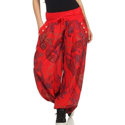 Women Fashion Bohemian Paisley Pockets Pants Long Women Pants Pockets for Daily Life