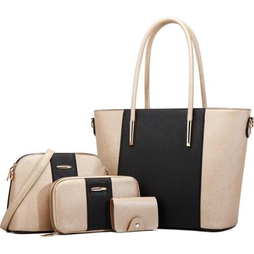 Women Pu Leather Handbags Shoulder Bags Designer 4 Pieces Set Tote Messenger Bags High Quality Fashion Female Crossbody Bag