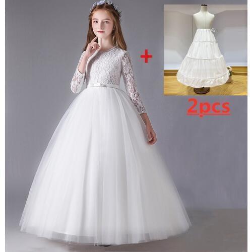 New Girls Back Hollow Flower Holy communion Dress Flower Girls High-end Wedding Dress Elegant Backless white lace Banquet Dress