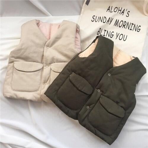 2021 Fashion Winter Baby Boys Girls Cotton Waistcoat Children Warm Vest Kids Thermal Gilet Cute Korean Baby Clothes High Quality
