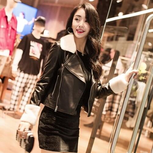 Winter genuine leather womens clothing 2020 elegant warm short thin Street sheepskin jacket + wool collar lw535