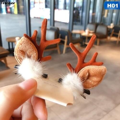 1pc Cute Deer Ear Flower Hairpins Christmas Barrettes Hair Decorationd Beautiful Deer Antlers Hair Clips Hair Accessories